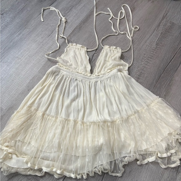 Dresses & Skirts - Cream Ruffled Tiered Babydoll Dress